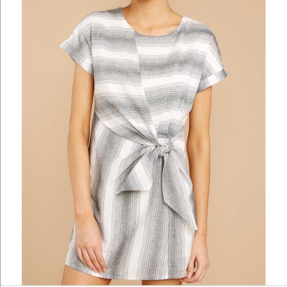 Grey/white striped dress
